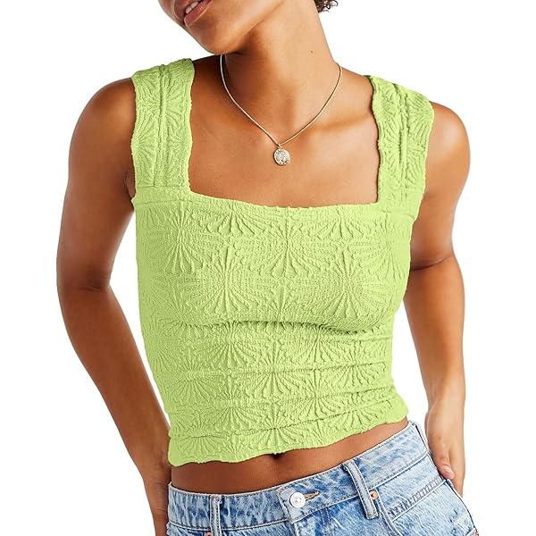 Women's Sleeveless Floral Jacquard Cami Tank Tops Wide