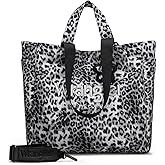 Montana West Wrangler Large Tote Bag for Women Designer Leopard Print Purse for Travel Work Gym