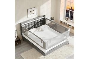 AquaVogue 3-Pack King Size Bed Rails for Toddlers -Height Adjustable Baby Bed Rail Guard Specially Designed for King Size Bed (78.7"x78.7"x74.8"-Grey)