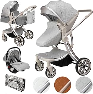 ib style® 3 in 1 JUMA Kombikinderwagen| Kinderwagen + Buggy | inkl. Autoschale | inkl. Regenschutz | Klappbar | GRAU