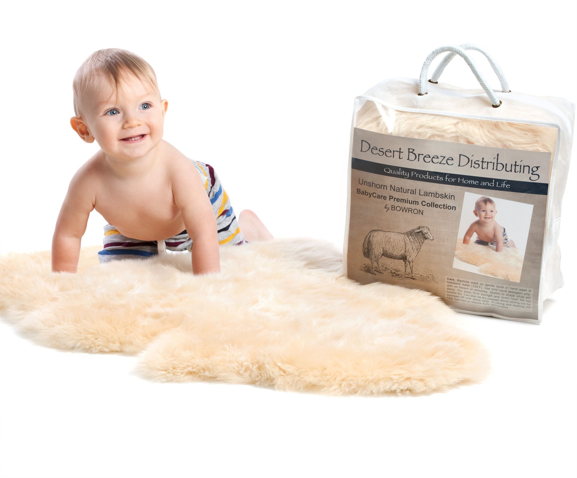New Zealand UnShorn Lambskin Baby Rug, Silky Soft, Top Grade Quality