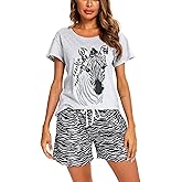 ENJOYNIGHT Womens Pajama Shorts Sets Cotton Pjs Summer Cute Sleepwear with Pockets