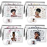 Roowest Black Women Inspirational Gifts Bulk Makeup Bag with Inspirational Compact Mirrors, Funny Small Travel Cosmetic Gifts for Black Women(20 Pcs)