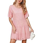MAYSTEPPE Sparkly Glitter Dress, Sequin Babydoll Summer Dress Short Flowy Tiered Tunic Dress for Women Party Club Night