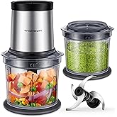 TWOMEOW Food Processor 4 Cup, Electric Food Chopper, 【Small but Powerful】Meat Grinder with 2 Bowls, 2 Speed & 4 Blades for Ve