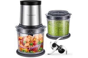 TWOMEOW Food Processor 4 Cup, Electric Food Chopper, 【Small but Powerful】Meat Grinder with 2 Bowls, 2 Speed & 4 Blades for Vegetable, Meat, Nuts, Functions for Chopping, Dicing, Mixing and Puree