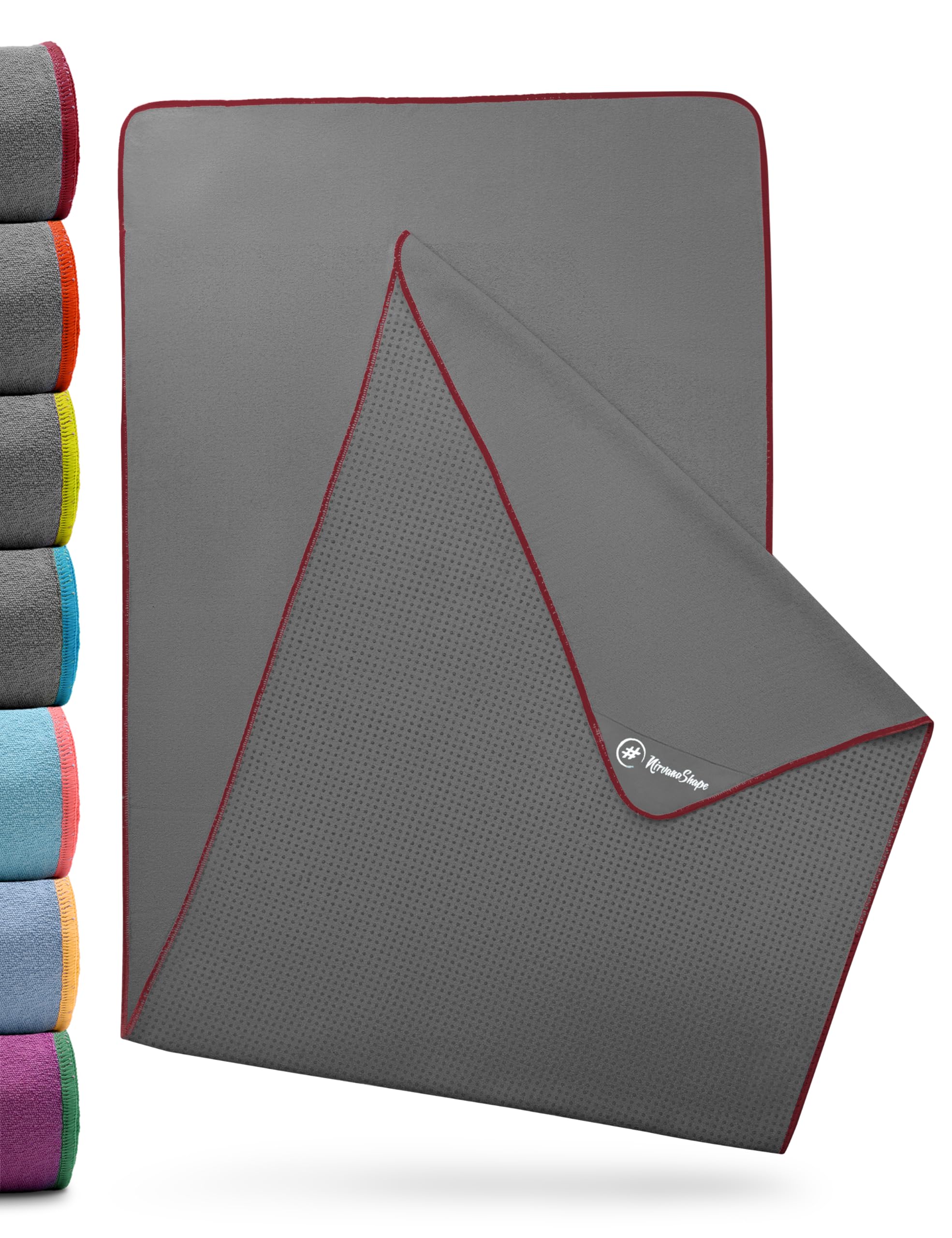 NirvanaShape Non-slip yoga towel | Hot yoga towel with non-slip beads | Yoga towel overlay for yoga mat (73" 25" | 185x63 cm)