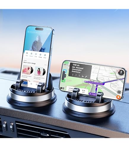 Support Téléphone Voiture 4 En 1 – Plateau Tableau De Bord Rotatif 360° – Avec Carte Stationnement Et Aromathérapie – Noir – 25x19 Cm - 6