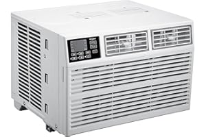 Whirlpool 12,000 BTU 115V Window-Mounted Air Conditioner with Remote Control, Window AC for Rooms up to 550 Sq.Ft, LCD Display, Auto-Restart, 24H Timer, White