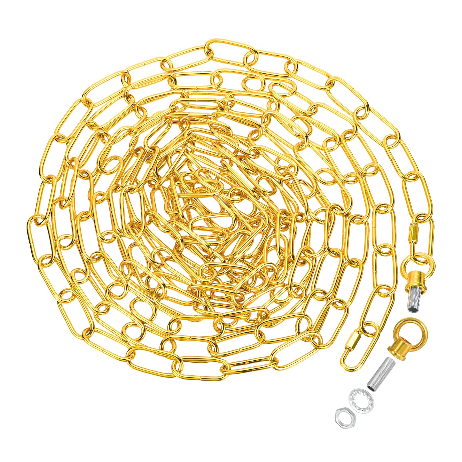 PATIKIL 19 Feet Lighting Chain for Hanging Lamp, Chandelier Chain Light Fixture Chain Load Capacity 65 Lbs for Pendant Light, Ceiling Fan, Gold