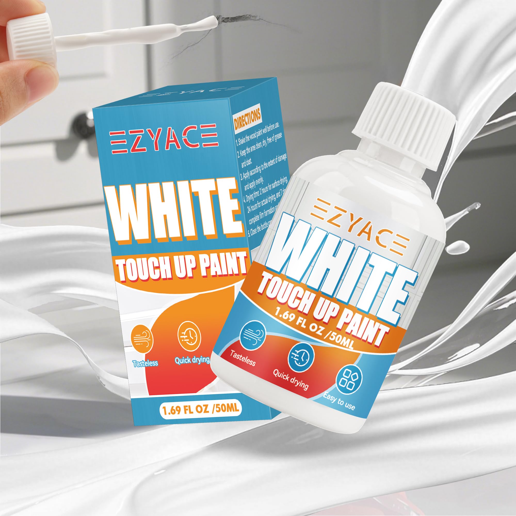 Photo 1 of EzyAce White Touch Up Paint Pen, Multi Surface Cabinet Paint for Wood Scratch Repair, 1.69Fl Oz Odorless White Paints for Wall, Fast-Drying Wood Paint for Furniture, Door, Cabinets, Bathtub, Appliance