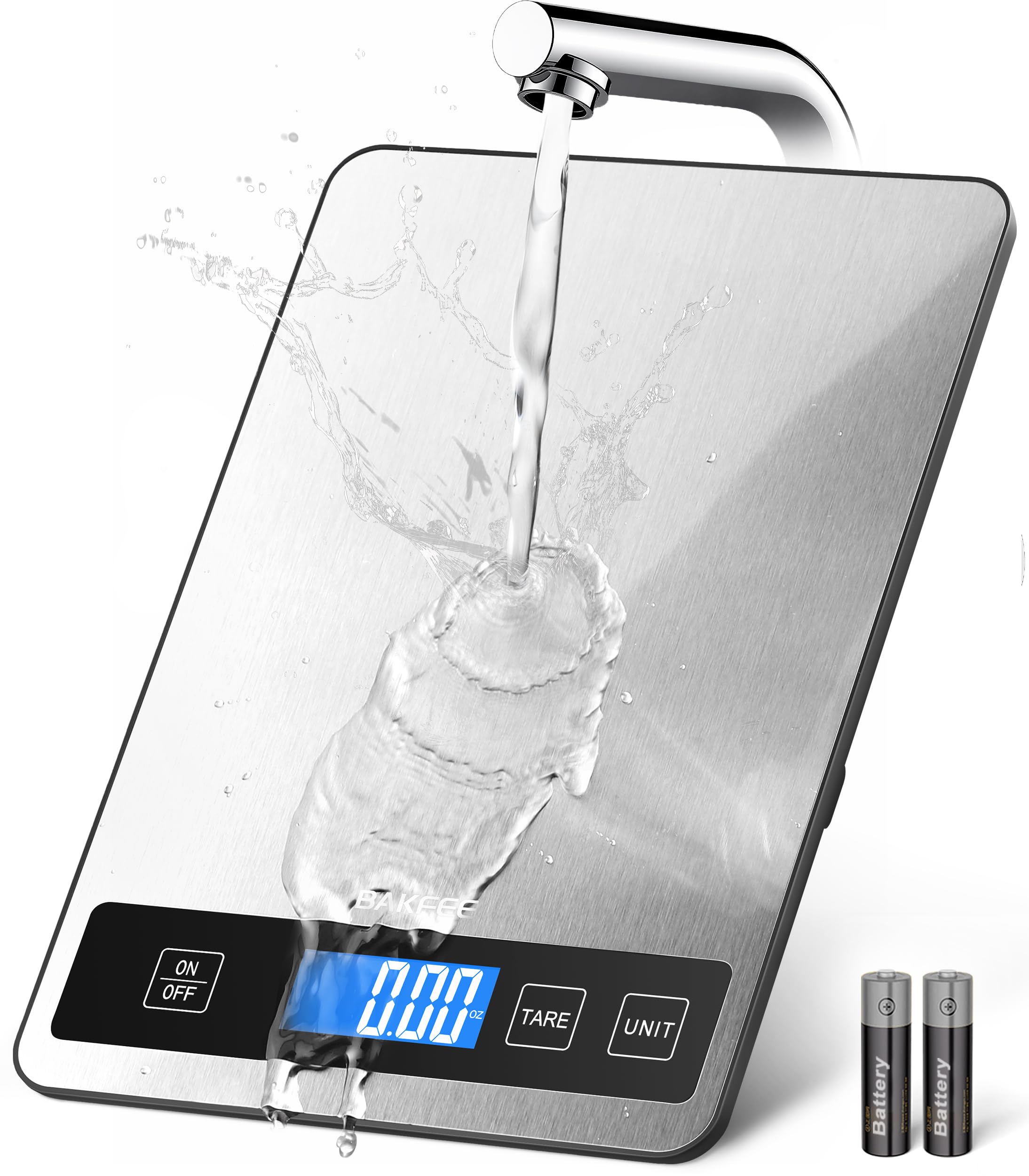 Photo 1 of BakFee Food Scale - 15kg/33lb Digital Kitchen Scale with Full-View LCD Display, Grams and Ounces, Easy Clean Stainless Steel, 6 Units with Tare Function, Precise for Baking, Cooking & Meal Prep, Black