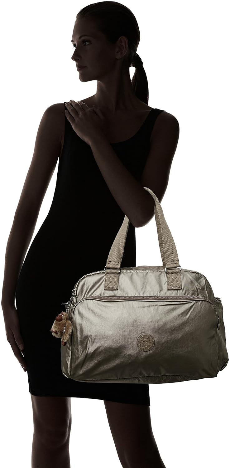 kipling travel tote - july bag metallic pewter,f