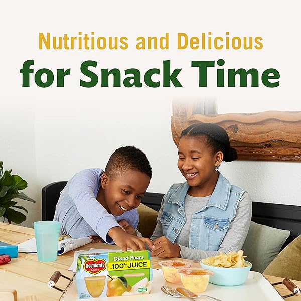 DEL MONTE DICED PEARS FRUIT CUPS IN 100% JUICE, 4 OZ CUPS, PACK OF 24