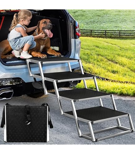 Dog Steps For Bed DGSL Dog Ramp For Car, Extra Wide Steps Dog