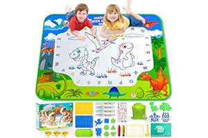 GORISPI Water Doodle Mat for Kids 32x40 Inch, Mess Free Coloring Mat Educational Toy for 3 4 5 6 7 8 Years Old Girls & Boys, Neon Color Mat Doodle Board Writing Drawing Toys Holiday Christmas Birthday Gifts