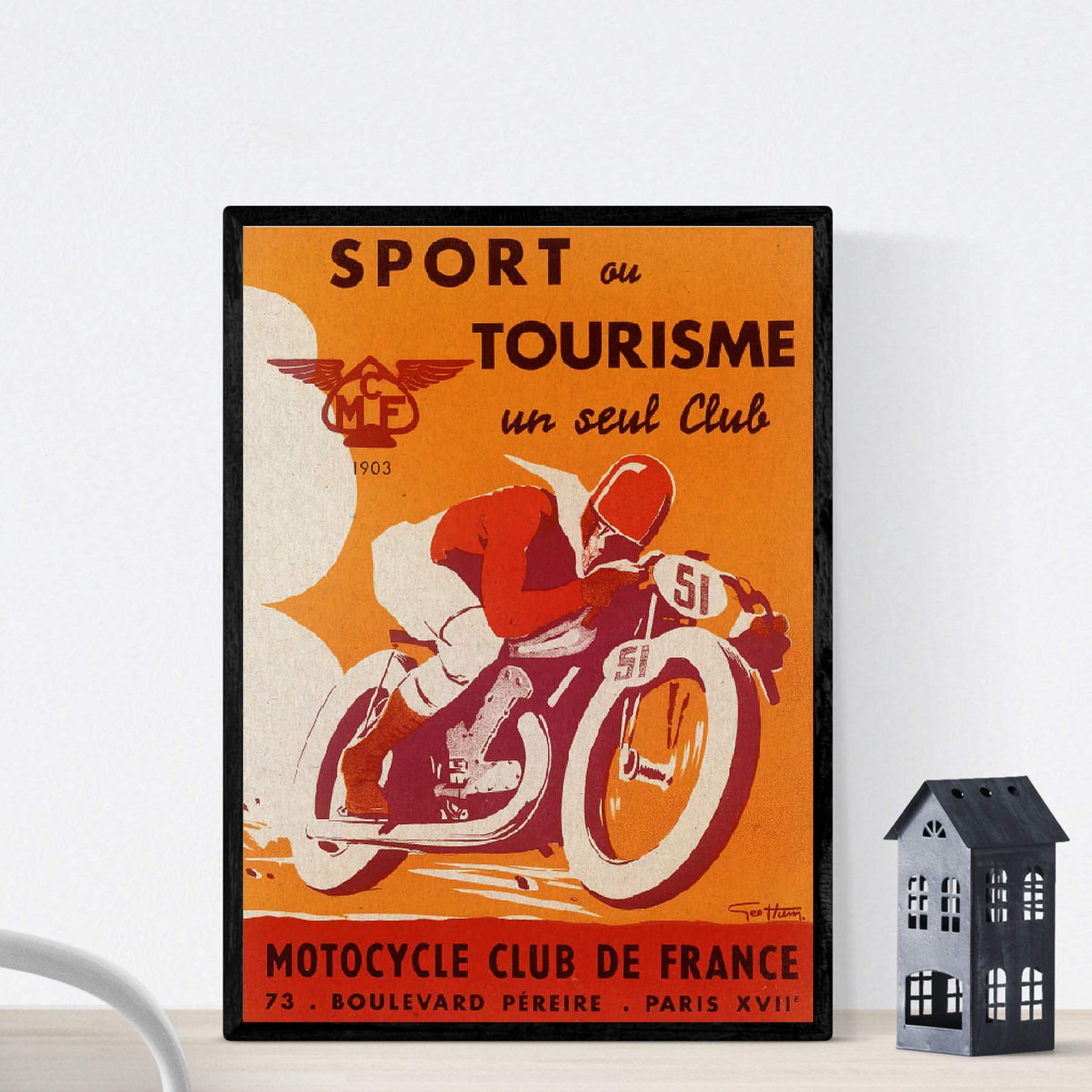 Nacnic Vintage Poster Vintage Ad Sport Tourisme ou un seul Club Motorcycle Club de France. A3 size