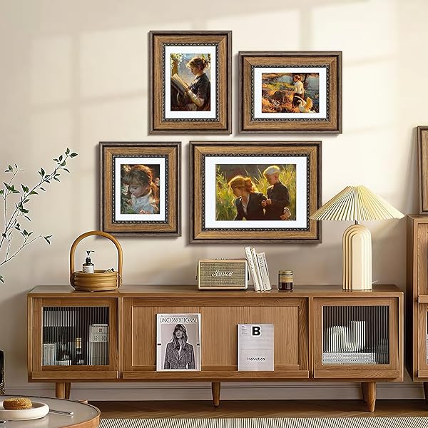 A2 PICTURE FRAME WITH A3 MAT: VINTAGE BROWN 16.5X23.4 FRAMES MATTED TO 11.75X16.5, WALL HANGING FRAME FOR PHOTOS, ARTWORK, CERTIFICATES DISPLAY