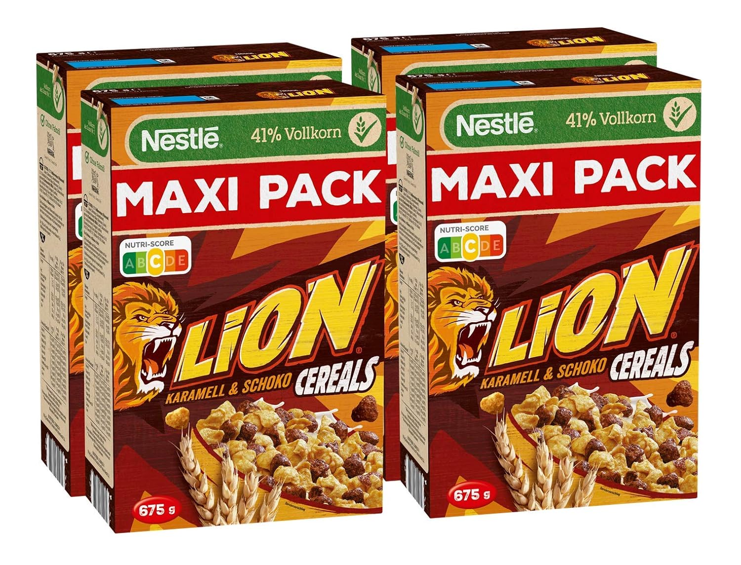 Nestle Lion Cereals Cornflakes Mit Schoko Und Karamell Geschmack 41 Vitales Vollkorn Mit Vitaminen Und Mineralstoffen Crunchy Knusper Flakes Maxi Vorratspackung 4er Pack 4 X 675g Amazon De Lebensmittel Getranke