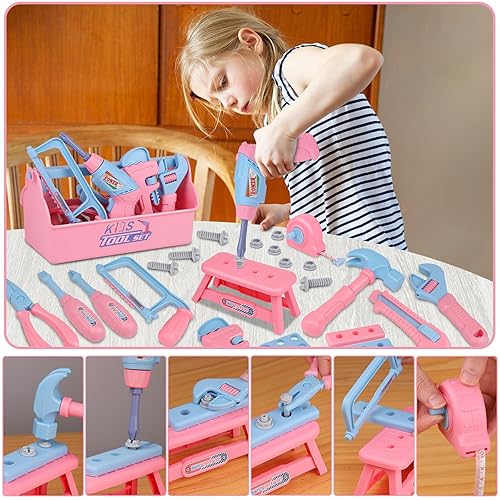 Kids Tool Set, 48PCS Toddler Tool Set with Electronic Toy Drill