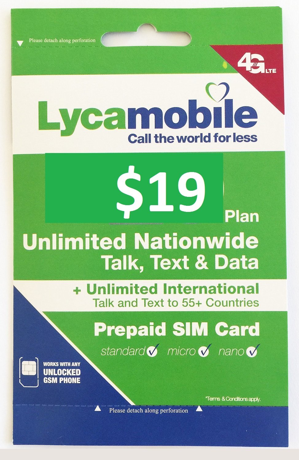 Lycamobile USA Prepaid Sim Cards Include 30 Days Service Plan ($19)