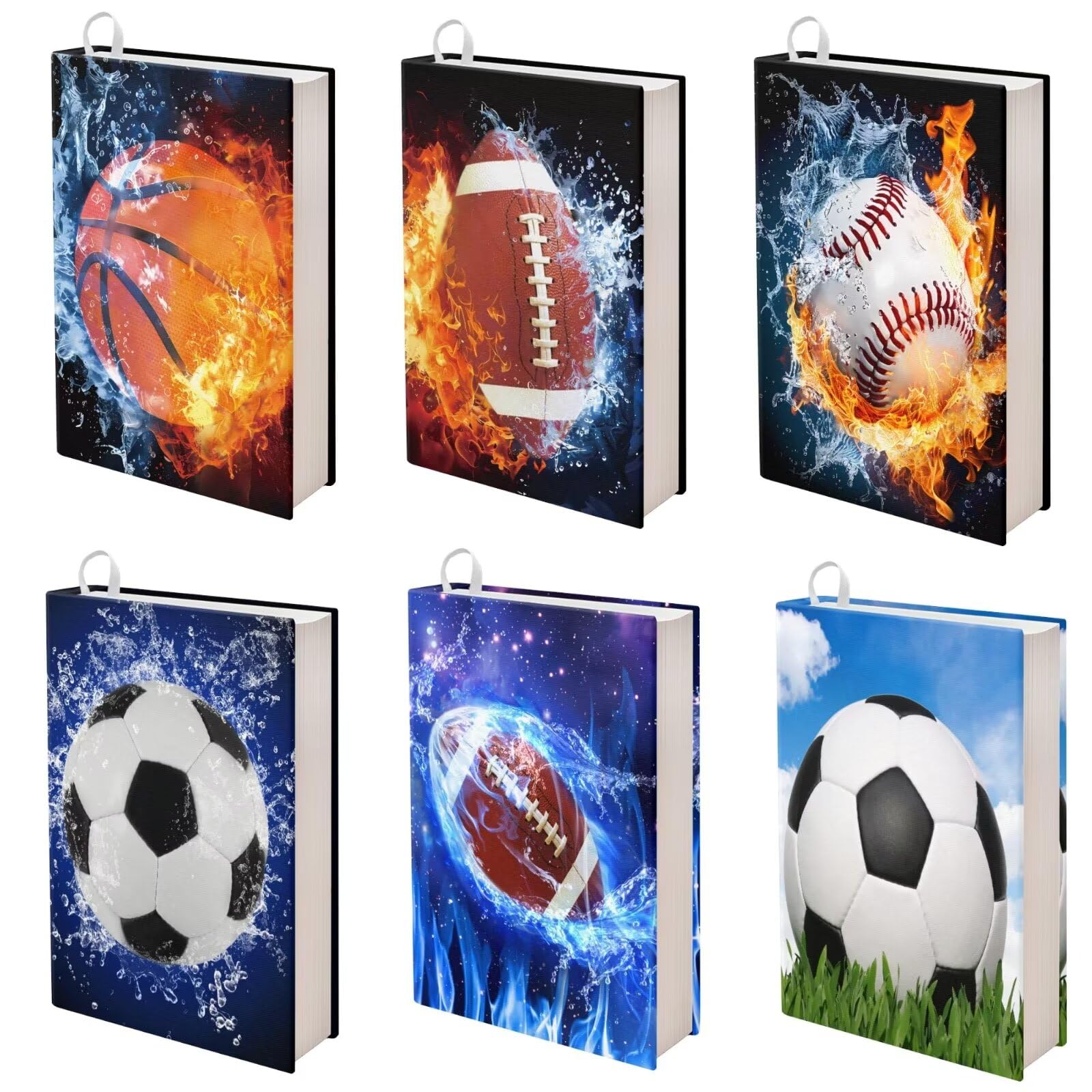 chaqlin Football Ruby Book Sleeve Book Covers Set for Kids Boys Girls School Book Protector 6 Pcs Stretchable Book Sleeve for Hardcover Book Protective Set Book Textbook Cover Set
