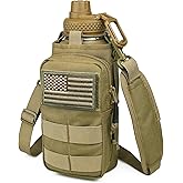 DEFUNX 32 Oz Water Bottle with Sleeve - Insulated Bottle with Strap Stainless Steel Gym Water Bottles for Men Sports Workout Hiking Khaki