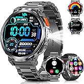 PODOEIL 1.85" Big Screen Military Smart Watch for Men with Flashlight, 730mAh Large Battery, IP68 Waterproof, Bluetooth Calling, 114 Sports Modes, Heart Rate/Sleep Monitor for iOS Android