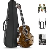 Caramel TEG95 Butterfly Bocote Glossy Tenor Acoustic Electric Ukulele | 26-inch Handmade Professional Ukelele Kit with Accessories