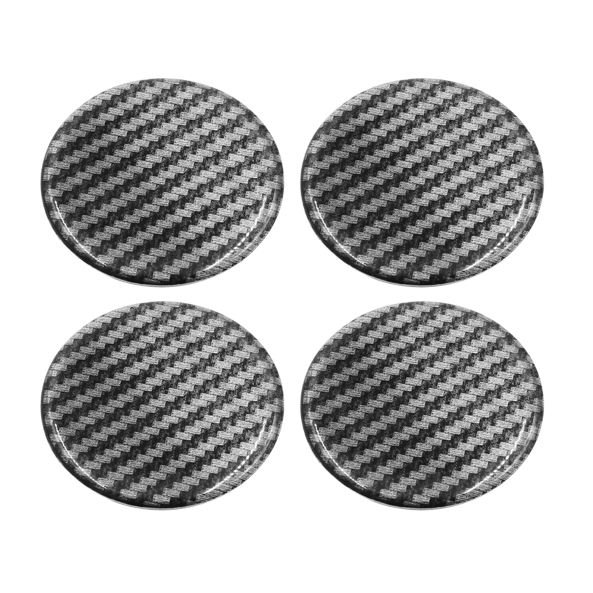 X AUTOHAUX 4pcs 60mm Car Wheel Center Hub Cap Sticker Emblem Badge Carbon Fiber Pattern Black Universal Waterproof Replacement