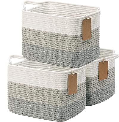 TIMEYARD Storage Basket Woven Rope 33x25x23 cm Gray with Handles