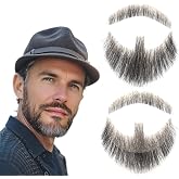 Hand-Tied Human Hair Fake Beard and Mustache for Costumes and Theater | Hand-knotted human hair on lightweight lace creates natural-looking facial hair for costumes, cosplay, theater and film