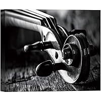 SIGNWIN Canvas Wall Art Vintage View of Two String Violins Music Instruments Photography Realism Traditional Closeup Expressive Black and White for Living Room, Bedroom, Office - 12x18 inches