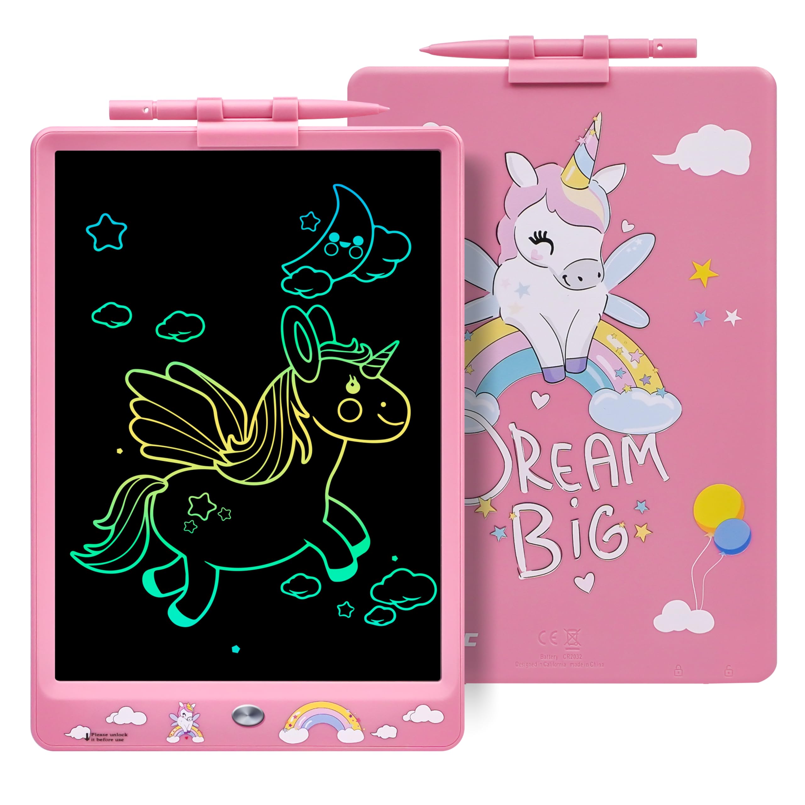 DYNA-PM Unicorn Writing Tablet Kids 10 Inch, LCD Drawing Tablet Kids Magnetic Whiteboard Dinosaur Toy Gift 2 3 3 4 5 6 7 8 Years Old.
