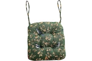 Chair Cushions with Ties, Soft Comfortable Vintage Bird Print Dining Chair Cushions, 16x16 Inch Non Slip Seat Pad for Kitchen