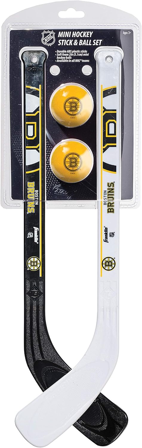 Franklin Sports NHL Boston Bruins Mini Hockey Stick Set - NHL Team Knee Hockey Stick and Ball Set - Two Player Stick Set - Great Toy for Kids : Hockey Sticks : Sports & Outdoors