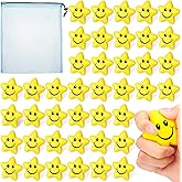 Jerify 60 Pieces Star Smile Face Stress Balls Bulk for Kids Mini Foam Smile Ball Stress Relief Toys for Classroom Exchange Gifts Classroom Prizes School Carnival Reward Party Favors Fillers