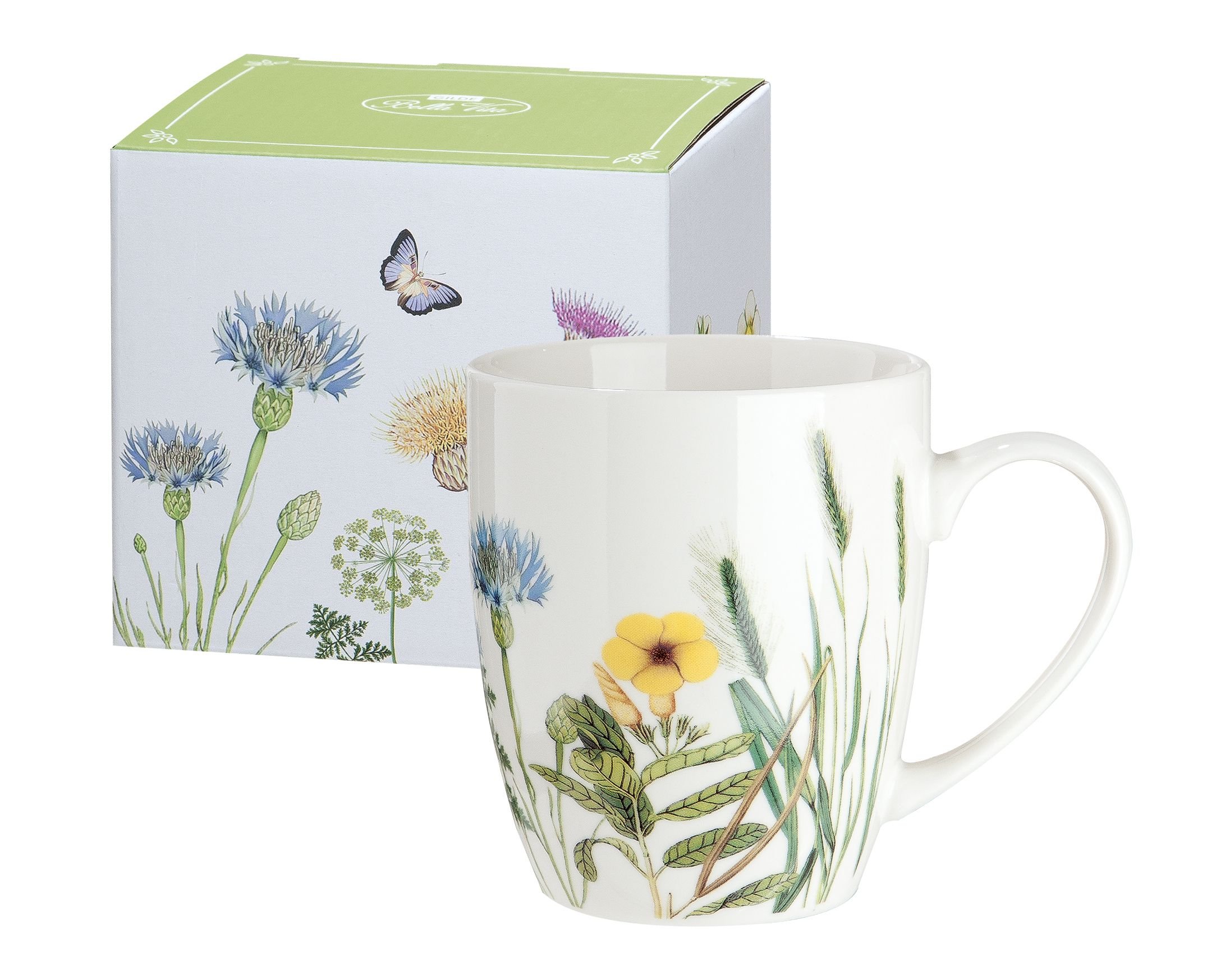 Gilde Gallery porcelain cup - wildflowers - flowers - butterfly design