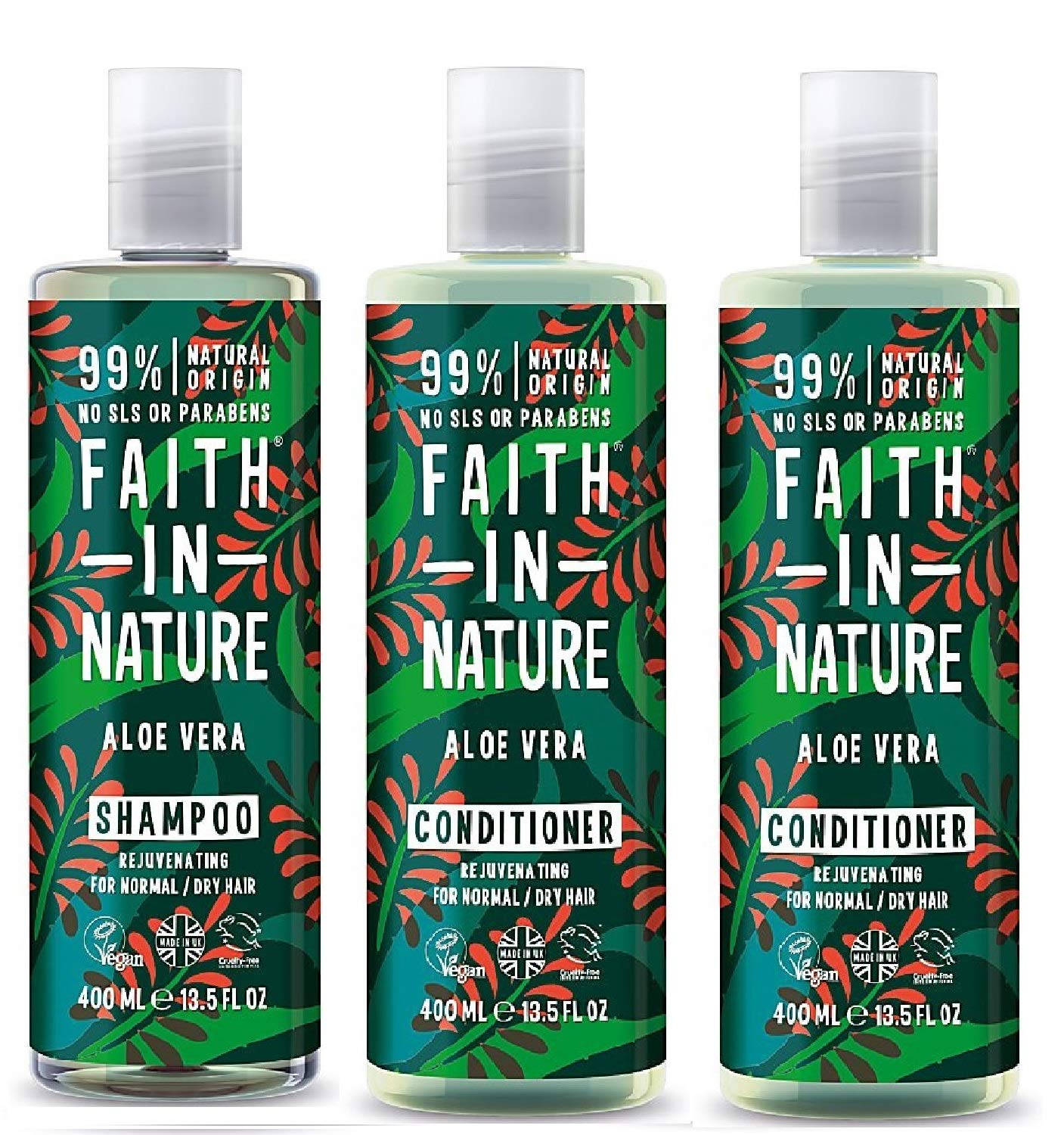 Faith In Nature Aloe Vera Shampoo & 2 x Conditioner Trio