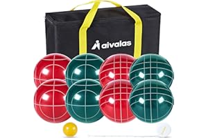 Aivalas Official Bocce Ball Set Regulation Size,107mm Bocci Balls for Professional Tournament Competition, Outdoor Games with 8 Balls, Pallino, Carrying Bag, Measuring Rope (2-8 Players)