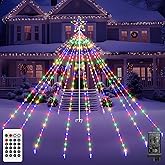 Outdoor Christmas Tree Lights, 340 LEDs Christmas Decorations with Topper Star, IP67 Waterproof Christmas Light with 16 Lighting Modes, Xmas Christmas Decor for Yard Garden Lawn (Multicolor)