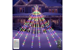 BRIGHTCHRISTMAS Outdoor Christmas Tree Lights, 340 LEDs Christmas Decorations with Topper Star, IP67 Waterproof Christmas Light with 16 Lighting Modes, Xmas Christmas Decor for Yard Garden Lawn (Multicolor)