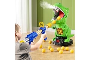 NIPLOOOW Moveable Dinosaur Shooting Toys for Kids 3-8 Years, Movable Shooting Target Toy with Air Pump Guns, Interactive Comp