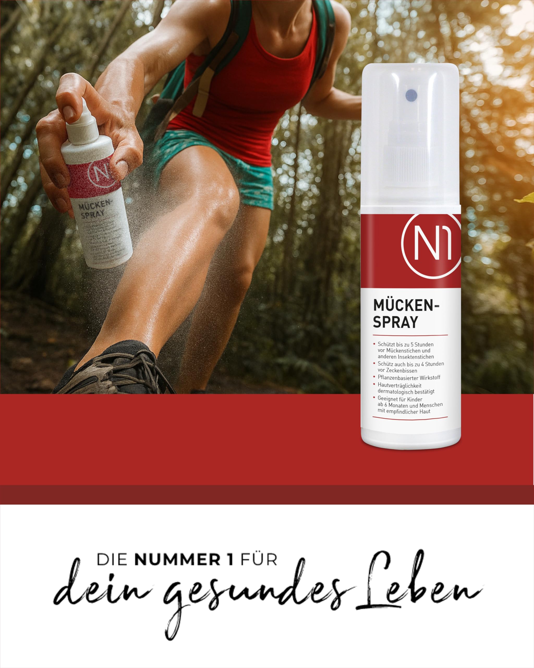 N1 Mückenspray 500 ml - Pflanzlicher Mückenschutz für Erwachsene & Kinder - effektive Mückenabwehr, hautverträglich, wasserfest & schweißresistent - Schutz gegen Mücken & Zecken mit Zitrusduft 5