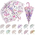 Wxjiahetai Kids Clear Bubble Umbrella Transparent Dome See Through Child Umbrellas for Rain Boys Girls with Pinch-Proof Closure and Easy-Grip Hook Handle