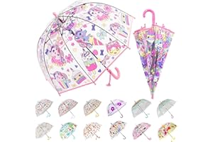 Wxjiahetai Kids Clear Bubble Umbrella Transparent Dome See Through Child Umbrellas for Rain Boys Girls with Pinch-Proof Closure and Easy-Grip Hook Handle