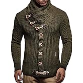 Leif Nelson Men’s Heavy Knit Cardigan with Shawl Collar and Toggle Buttons – Winter Sweater Jacket