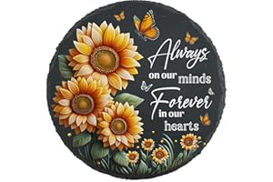 MYFIHU Memorial Stones Garden Decor Sunflower Sympathy for Loss of Loved One Decorations for Grave Memorial Plaque in Loving Memory Slate Stepping Stone TNA32