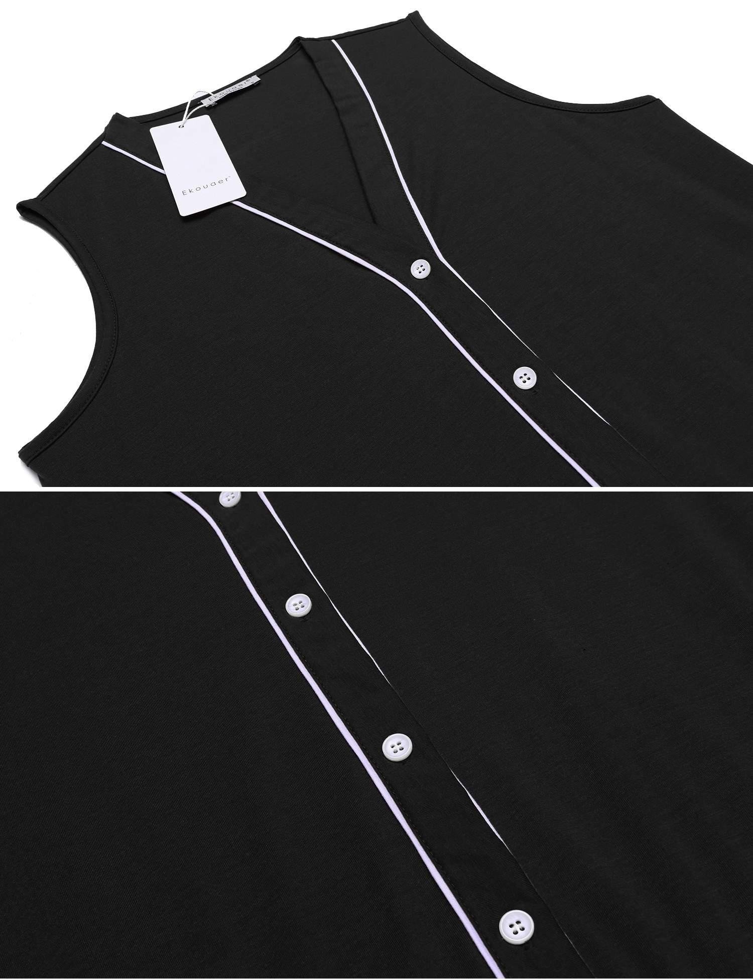 Ekouaer Rompers Women Sexy v neck Conjoined for summer(black,large)