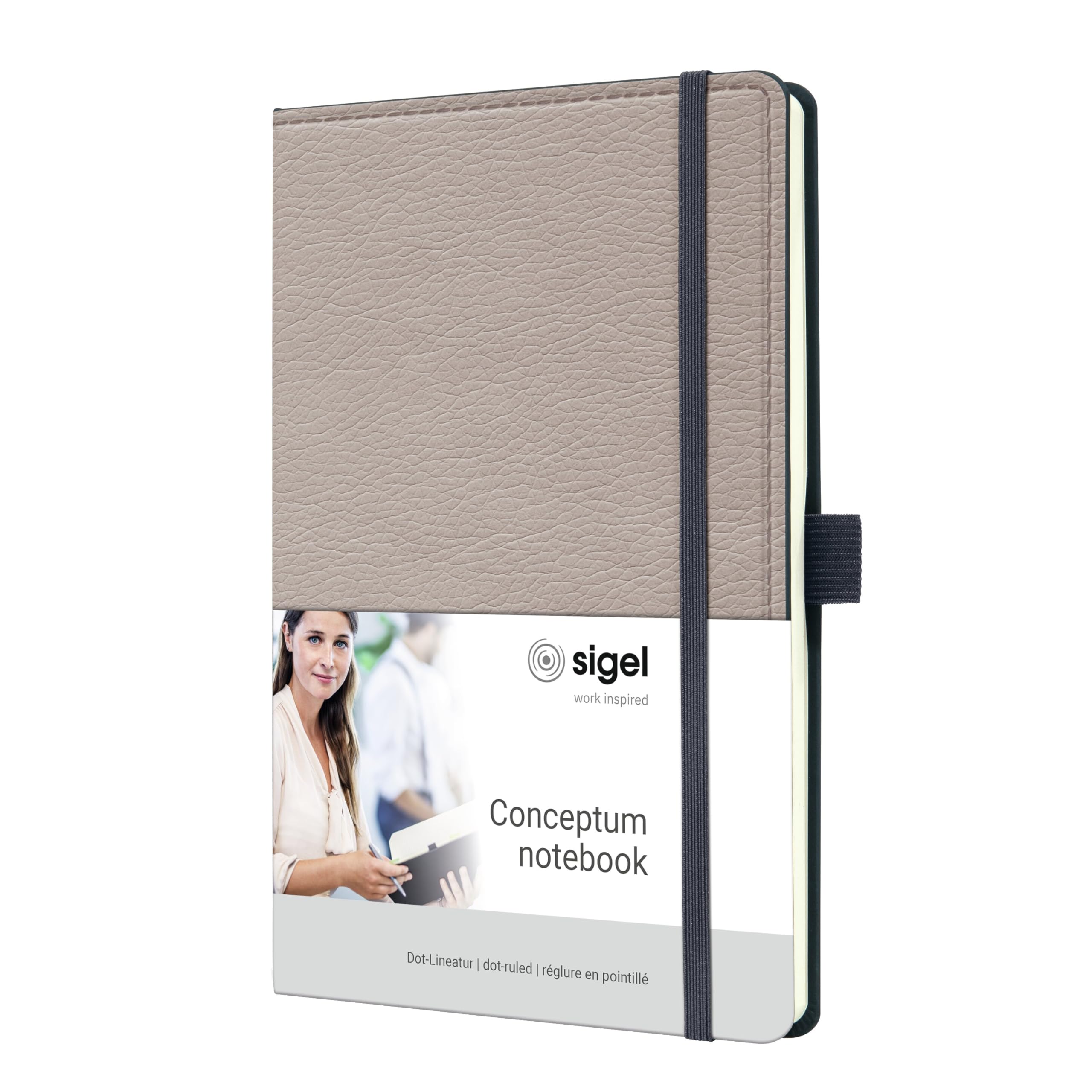 SIGEL CO693 Conceptum Notebook, design Casual, dotted (dot grid), approx. A5, Beige, hardcover, 194 pages